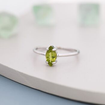 Genuine Green Peridot Crystal Ring In Sterling Silver, 7 of 12