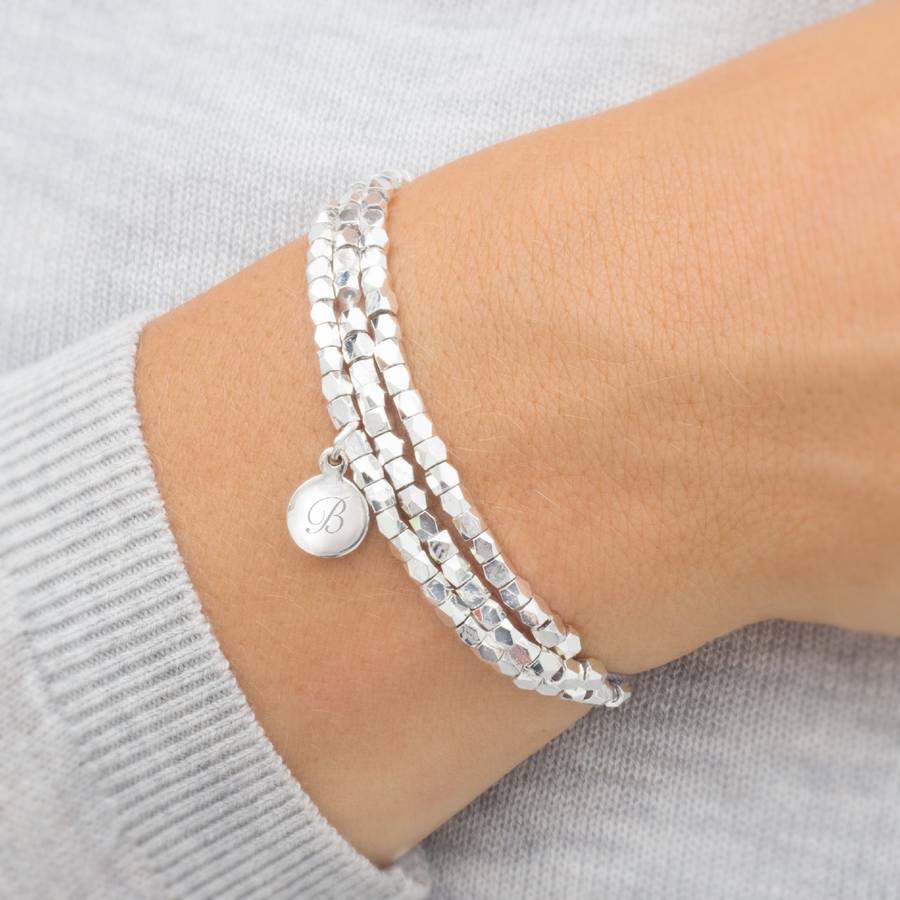 jasmine silver bead personalised bracelet by bloom boutique ...
