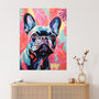 The Pastel Pooch French Bulldog Neon Fun Wall Art Print, thumbnail 1 of 6
