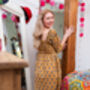 Tilly Block Print Dress Mustard, thumbnail 2 of 3