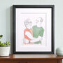 Watercolour Line Couple Portrait, thumbnail 5 of 9