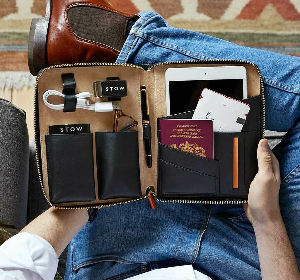 Personalised Luxury Leather And Suede Tech Case By STOW