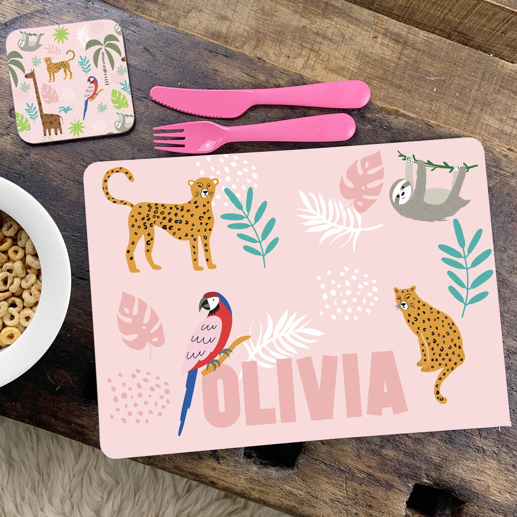 Personalised 'Jungle' Placemat And Coaster By A Piece Of