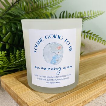 Personalised Blue Boy Mum To Be Mothers Day Candle, 2 of 12