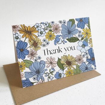 Blue Floral Thank You Card Set, 4 of 6