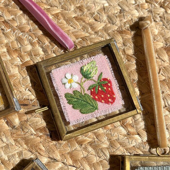 Strawberry Hand Embroidered Framed Keepsake, 6 of 7