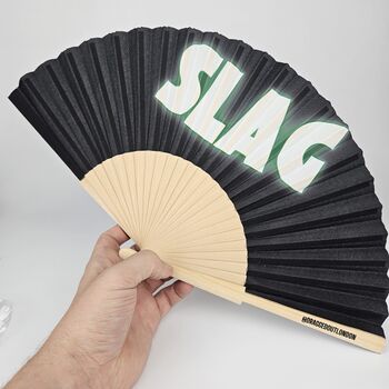 Handheld Slag In Green Folding Fan, 3 of 3