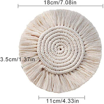 Pack Of Six Woven Macrame Coasters Placemats, 2 of 4