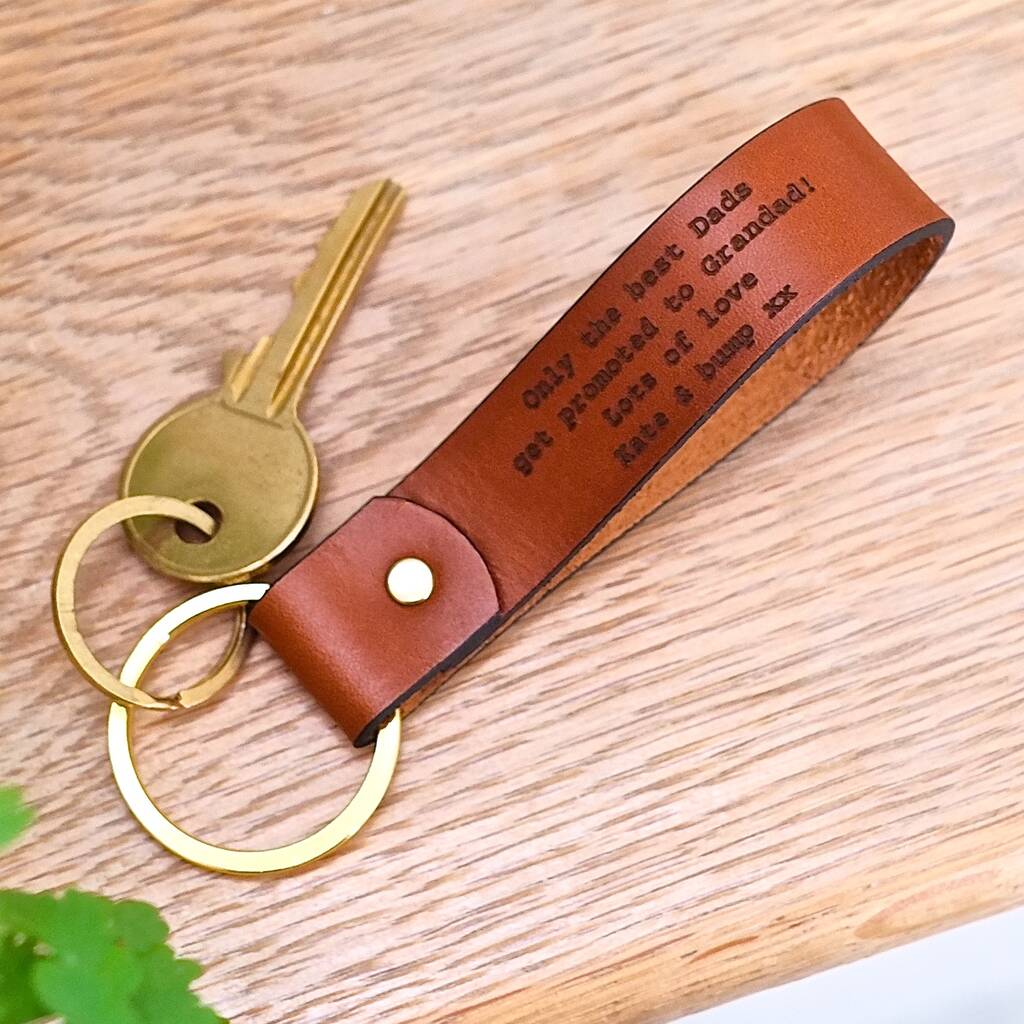 Personalised Engraved Real Leather Keyring Gift By Gracie Collins