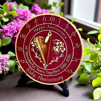 40th Ruby Anniversary Sundial Gift Celebration Present, 4 of 10