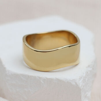 18ct Gold Plated Or Sterling Silver Wide Wave Ring, 2 of 4