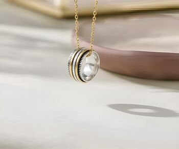 Oxidised Sterling Silver Fidget Spinner Ring With Golden Bands, 6 of 7