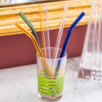 Set Of Six Coloured Reusable Glass Straws, 3 of 4