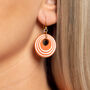 Terracotta And Cream Stripey Circular Earrings, thumbnail 2 of 7