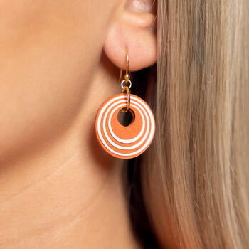 Terracotta And Cream Stripey Circular Earrings, 2 of 7
