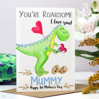 Personalised Dinosaur 1st Mother's Day Card, 2 of 6