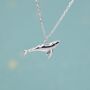 Tiny 3D Whale Pendant Necklace In Sterling Silver, thumbnail 1 of 12