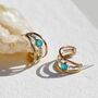 Maharani Pearl/Turquoise Triple Hoop Silver Earrings, thumbnail 5 of 10