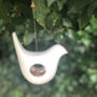 Hanging Frost Proof White Ceramic Bird Feeder, thumbnail 1 of 4