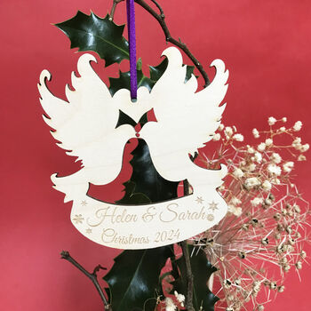 Personalised Christmas Doves Decoration, 2 of 3