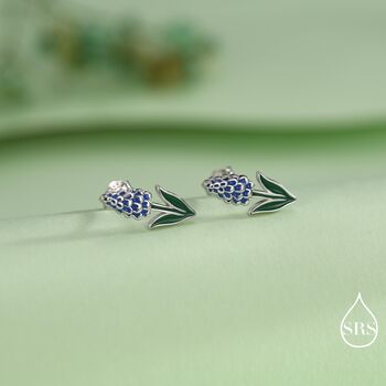Grape Hyacinth Sterling Silver Stud Earrings, 5 of 11