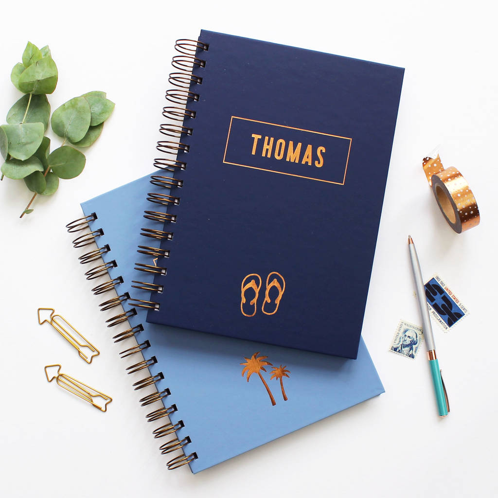 Personalised Copper Foiled Travel Notebook By Martha Brook