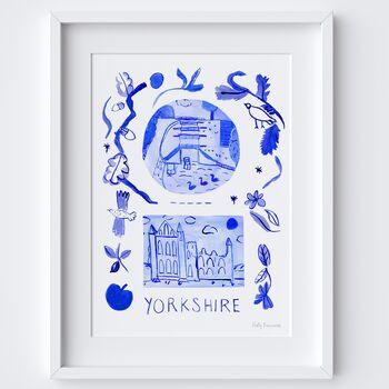 Yorkshire Art Print Inspired By Blue Portuguese Tiles, 2 of 2