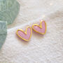 Pink Polymer Clay Heart Studs, thumbnail 2 of 5