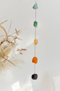 Seven Chakra's Raw Crystal Window Hanging Silver Plated, 3 of 4