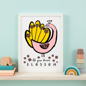 Let Your Dreams Blossom Peacock Print, 2 of 4