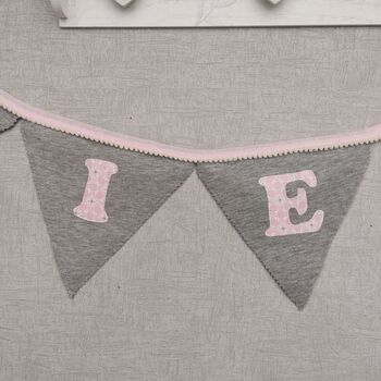 Bunting Personalised Luxury Grey And Pink New Baby Girl, 6 of 11