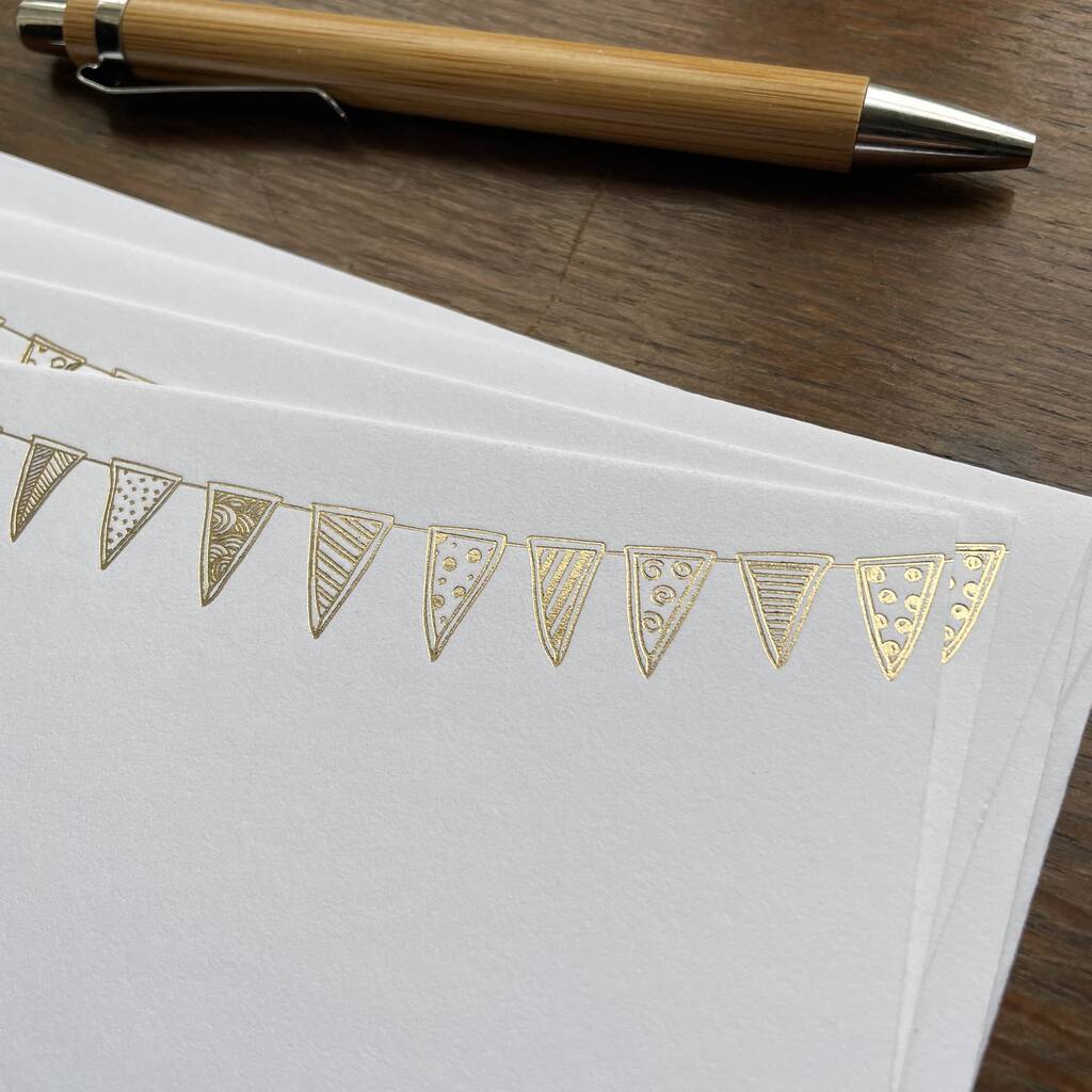 Bunting Gold Foil Pressed Luxury Note Cards By Lunella Stationery & Home