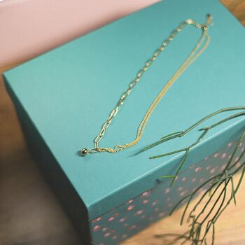 18k Gold Dual Chain Necklace With Ball Pendant, 5 of 7