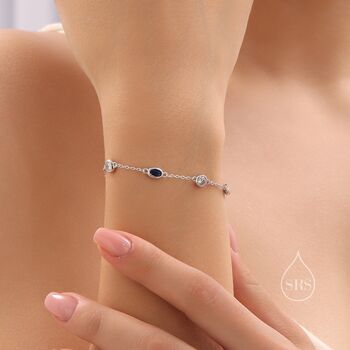 Sapphire Blue And Clear Cz Bracelet, 6 of 11