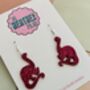 Pink Brontosaurus Dinosaur Glitter Resin Earrings / Gift For Dino Lover / Colourful Animal Jewellery / Fun Accessories, thumbnail 2 of 5
