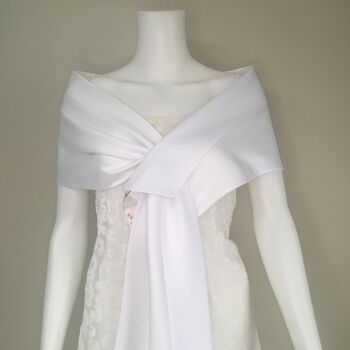 White Bridal Evening Dress Shawl, 6 of 7