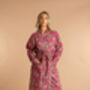 Indian Cotton Fuchsia Freesia Print Robe, thumbnail 1 of 5
