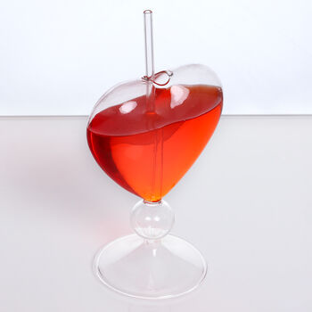 G Decor Cocktail Heart Shaped Glass With Straw, 2 of 5