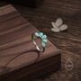 Aqua Green Opal Curved Chevron Ring Sterling Silver, thumbnail 6 of 10