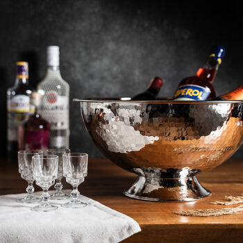 Solid Copper Champagne Bowl – Hammered Surface, Silver Colored, 8 of 12