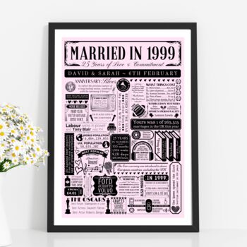 Personalised 25th Silver Wedding Anniversary Poster, 3 of 9