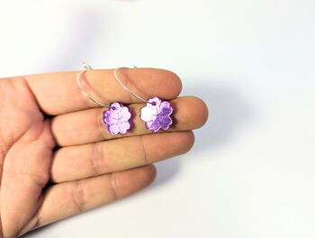 Flower Earrings In Purple Mirror Acrylic Hoop Earrings, 8 of 8