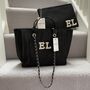 Personalised Black Large Chain Custom Initial Tote Bag, thumbnail 2 of 9