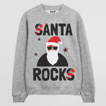 Santa Rocks Men's Christmas Jumper, 4 of 4