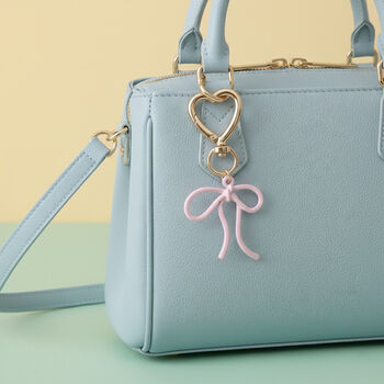 Pink Bow Keyring With Gold Heart Clasp, 3 of 3