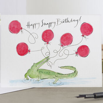 'Happy Snappy Birthday!' Crocodile Birthday Card, 2 of 3