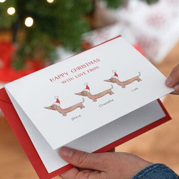Ten Personalised Dogs In Hats Family Christmas Cards, 2 of 3