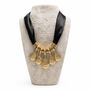 Satin Tie Striking Teardrop Necklace With Textured Gold Pendants, thumbnail 7 of 7