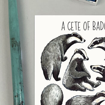 Badgers Wildlife Watercolour Postcard, 3 of 8