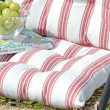 Millstone Red Striped Garden Seat Pads, 4 of 6